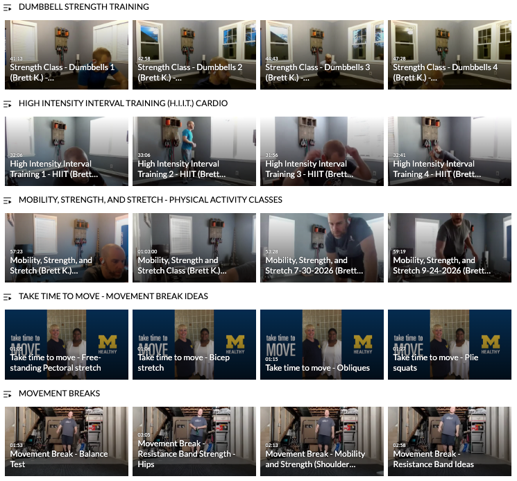 Examples of MHealthy Physical Activity Class Videos